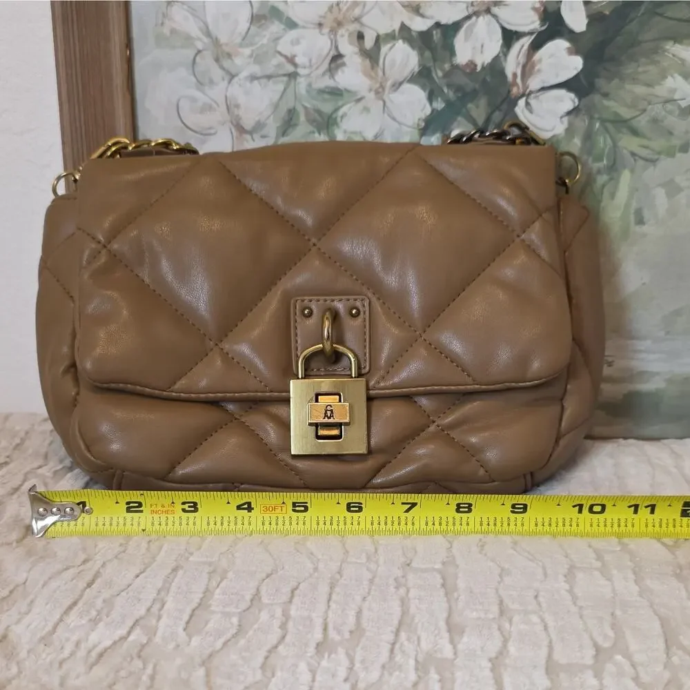 Steve Madden Bterra Tan Quilted Faux Leather Bag Top Handle Crossbody